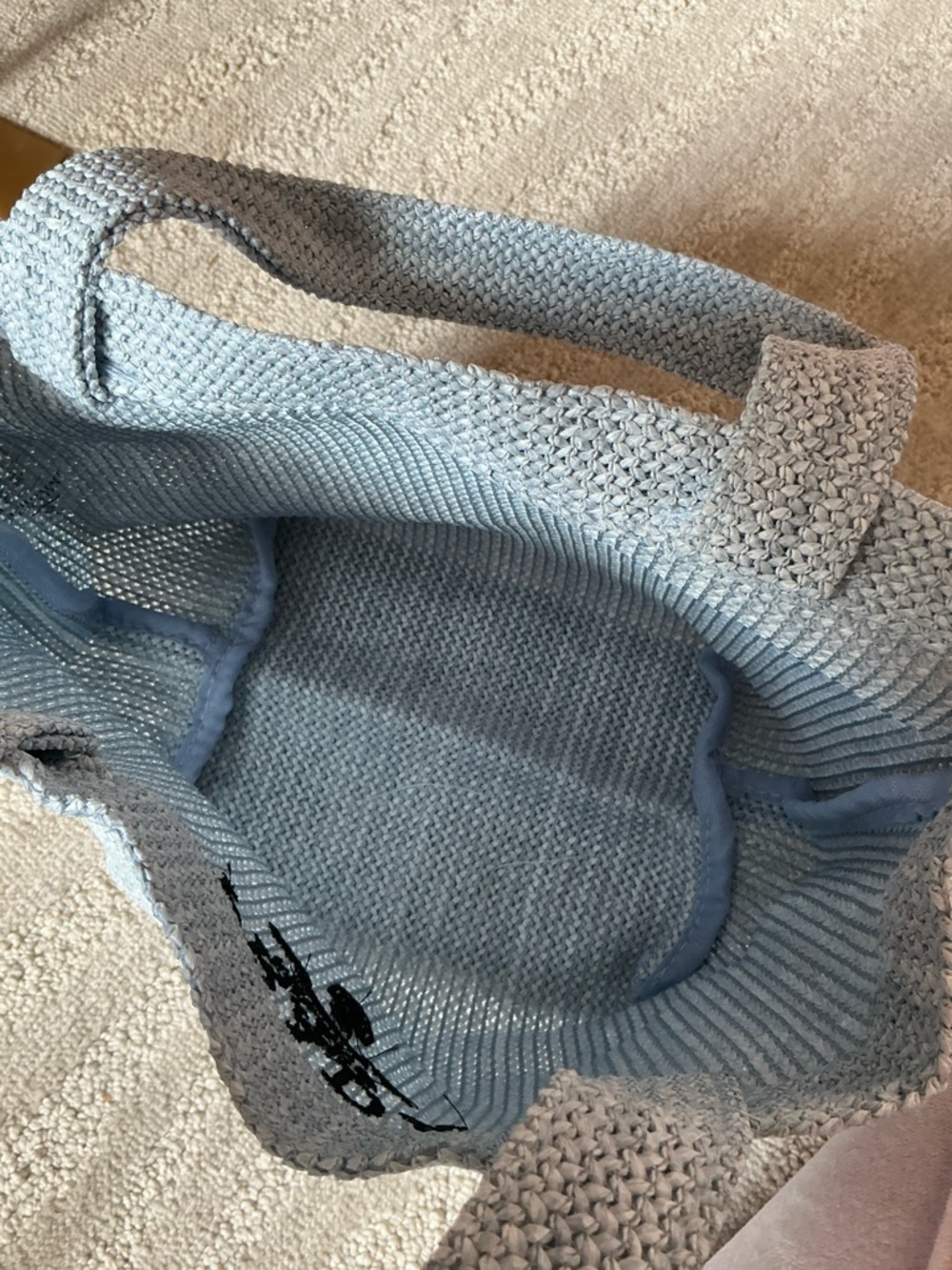Prada- Beauty Line EUC Light Gray Woven Tote Bag - Picture 5 of 9